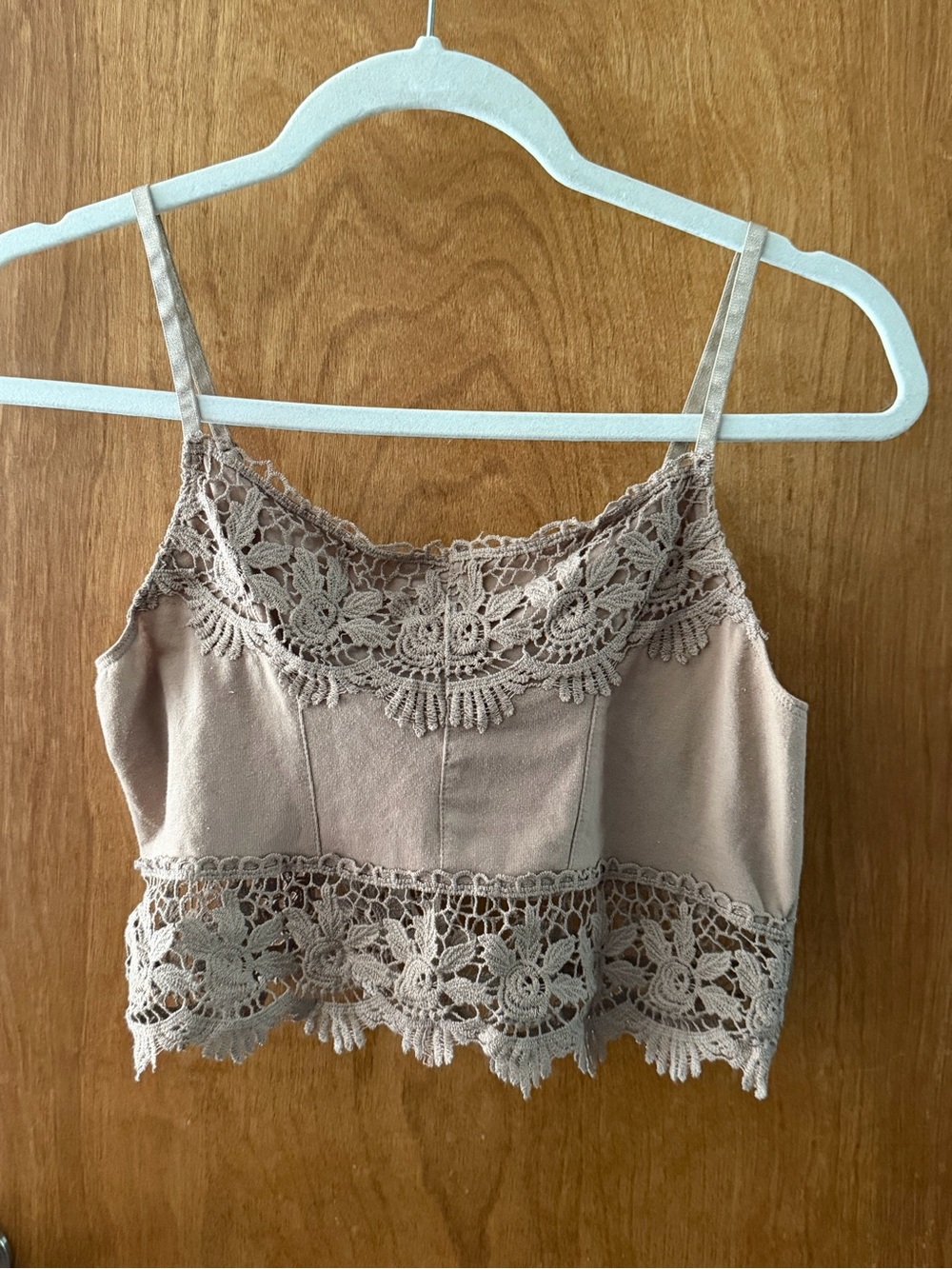 Altar'd State Tan Crochet Lace Bralette Crop Top Boho M/L